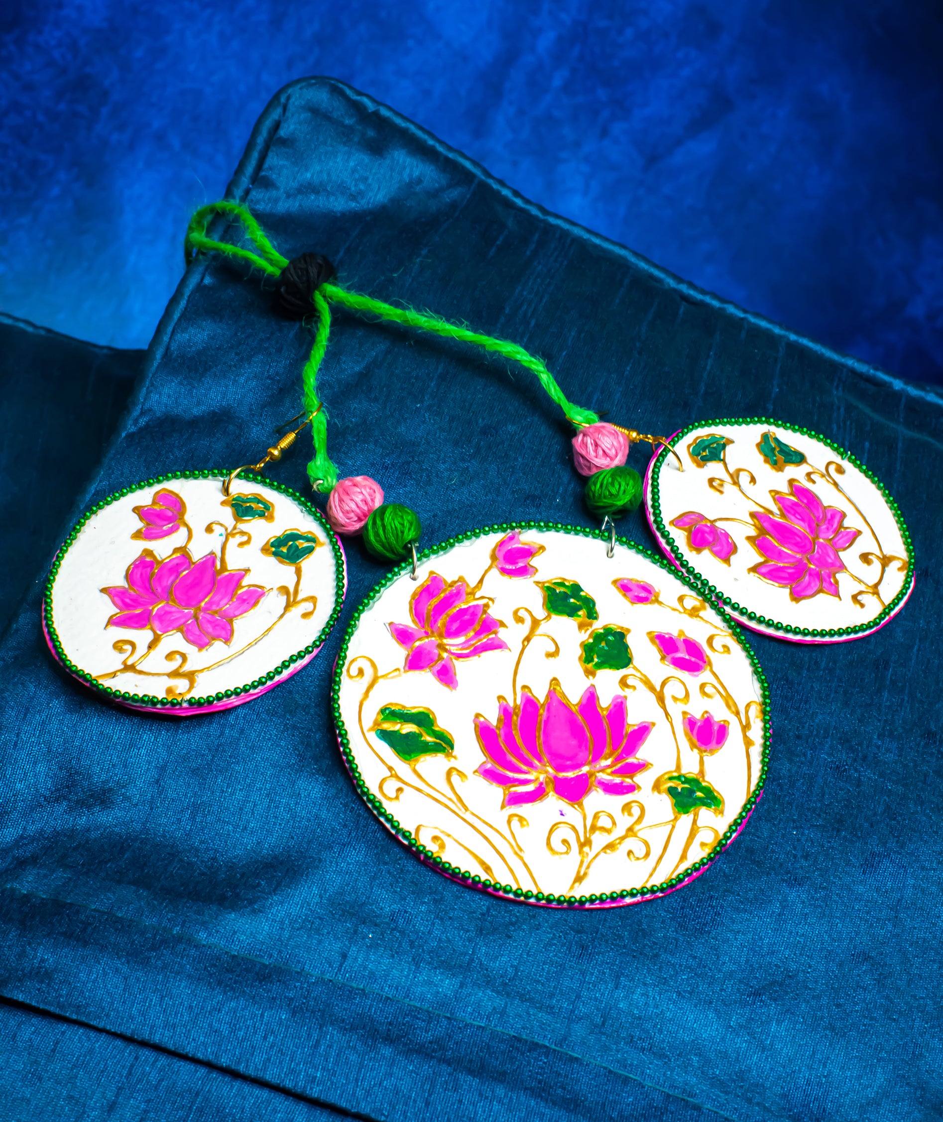 Statement Necklace set, Handpainted Handmade