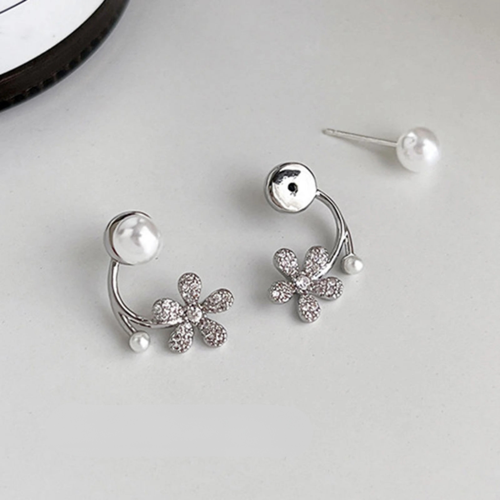 Flower Bling Pearl Earrings