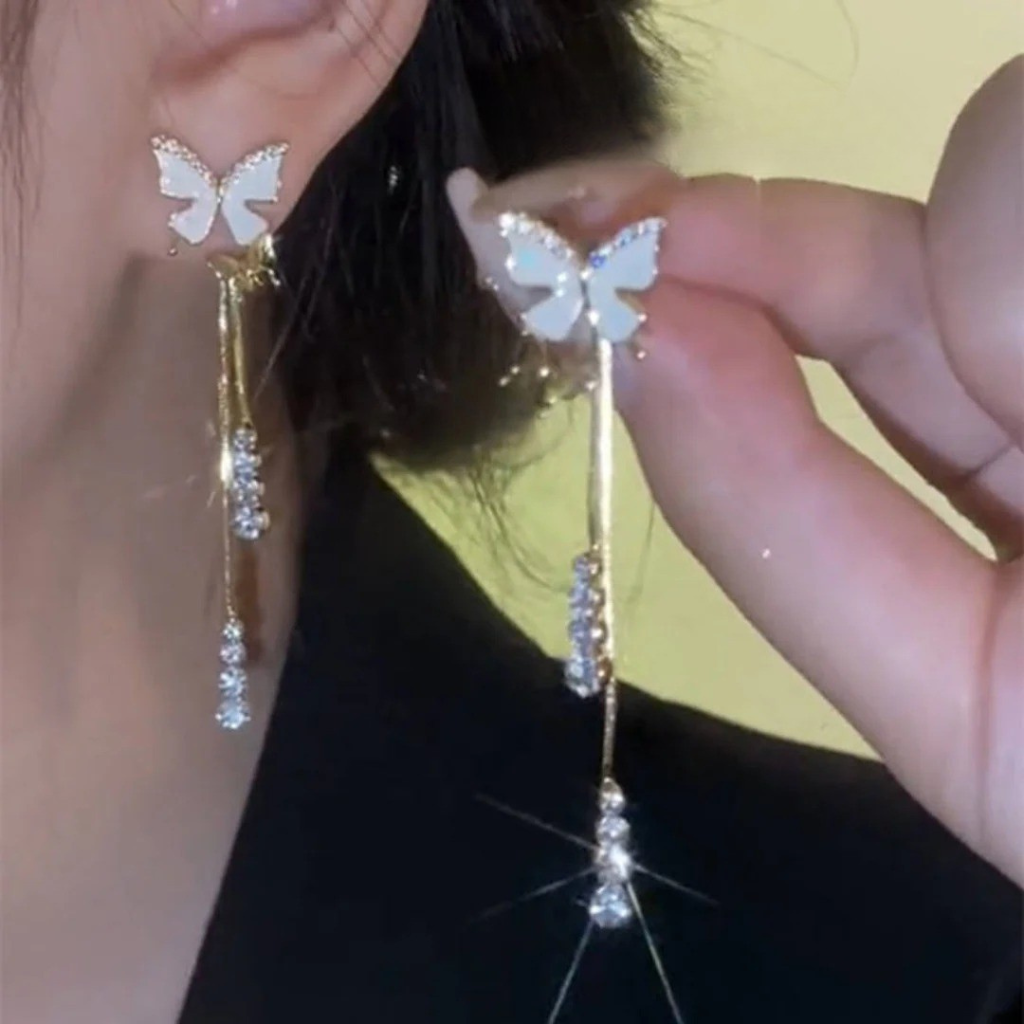 Butterfly Drop Bling Earrings
