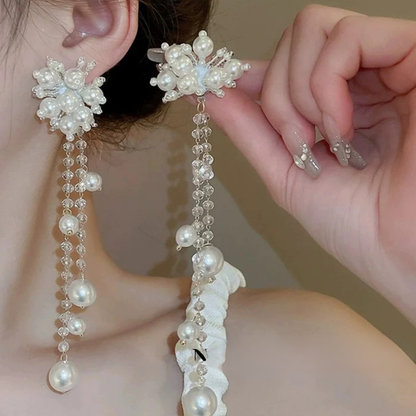 Pearl And Chain Galaxy Earrings