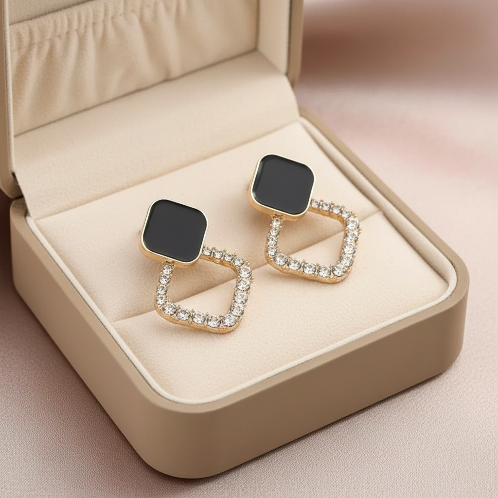 Bling Square Drop Earrings
