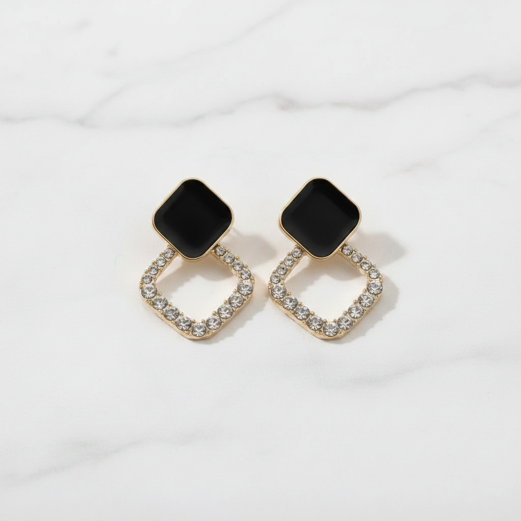 Bling Square Drop Earrings