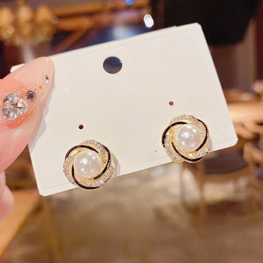 Bling Pearl Enamel Earrings