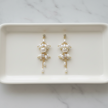 Pearl And Chain Statement Earrings