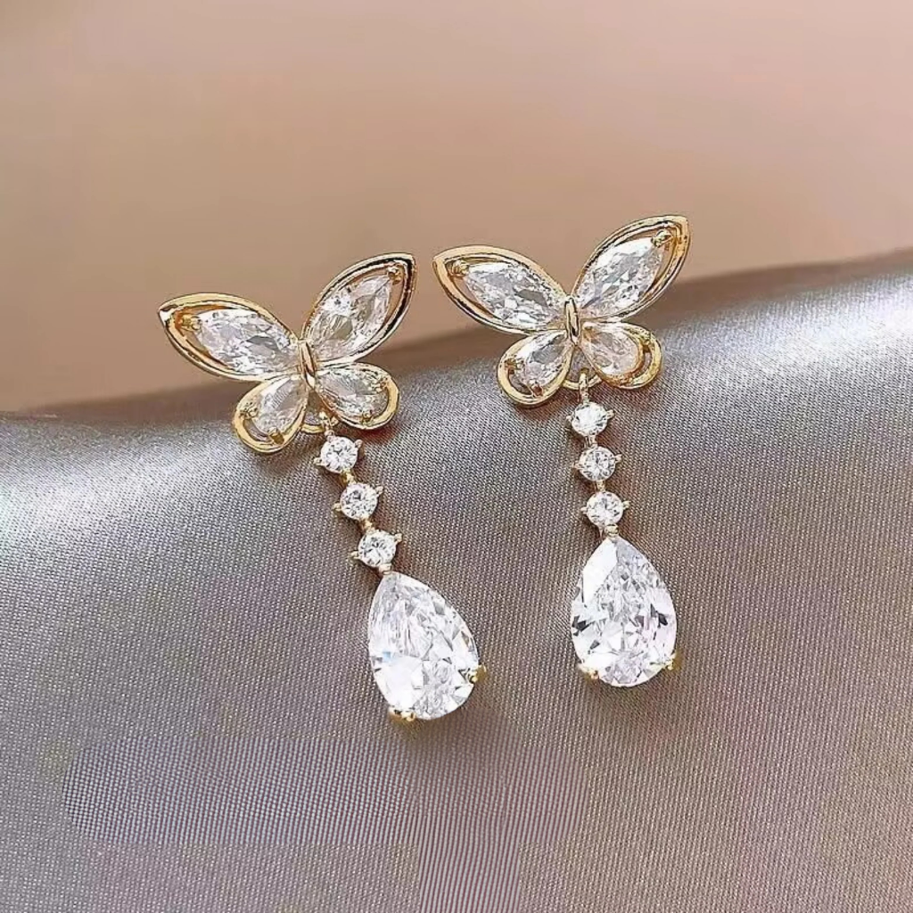 Butterfly Drop Bling Earrings