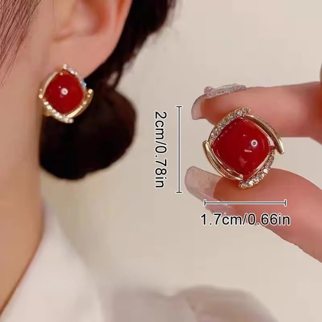 Statement Pearl Red Earrings