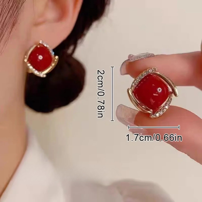 Statement Pearl Red Earrings