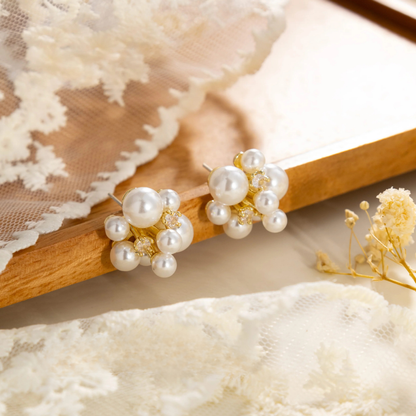 Pearls Bling Studs Earrings