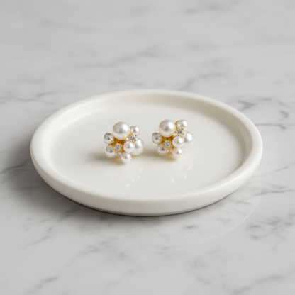 Pearls Bling Studs Earrings