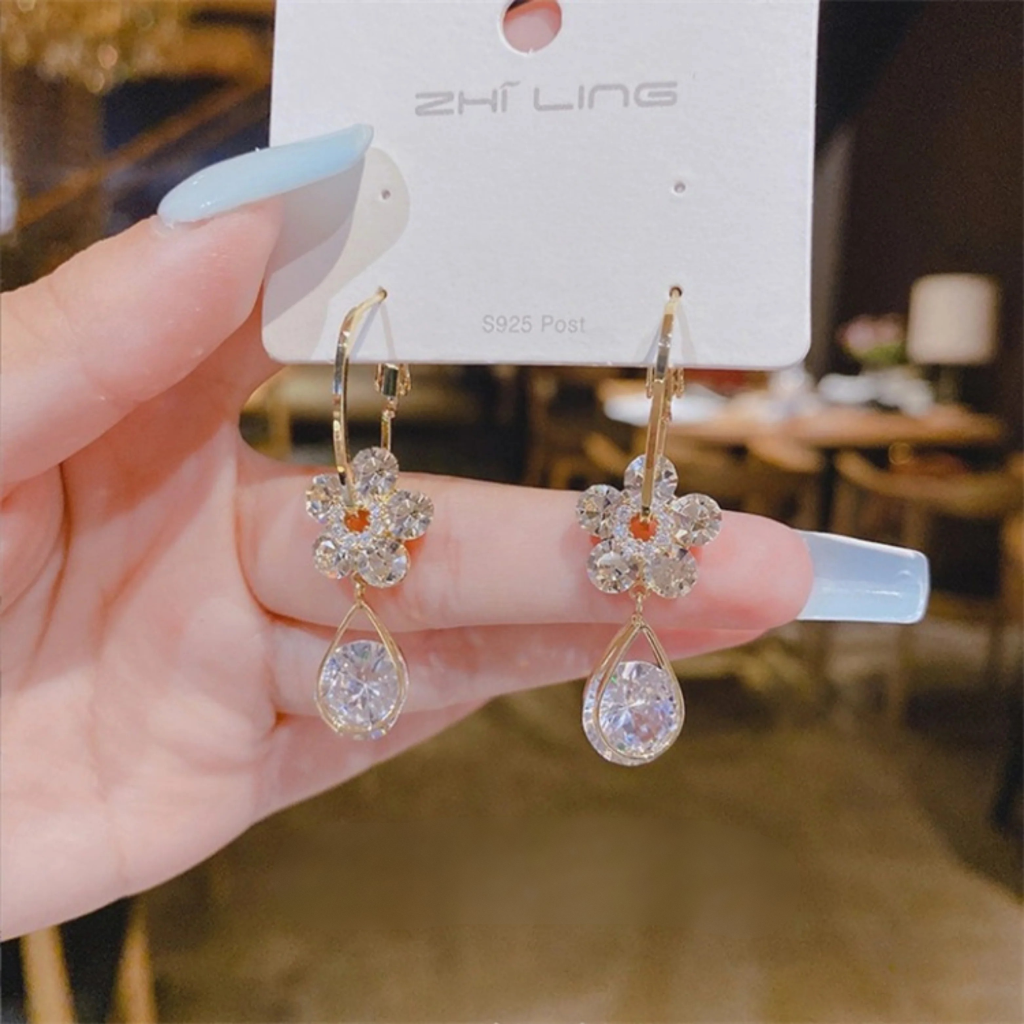 Bling Hoop Drop Earrings
