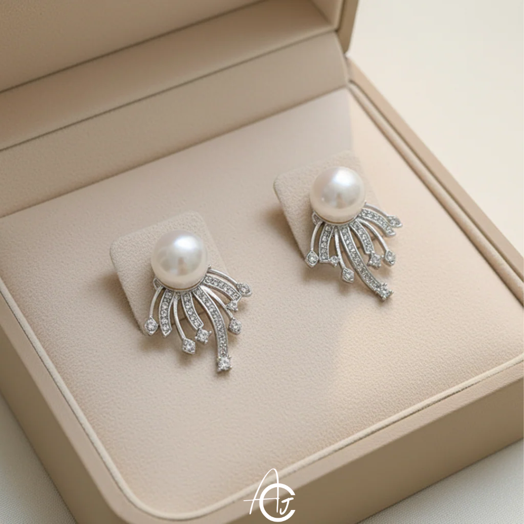 Pearl Bling Statement Earrings