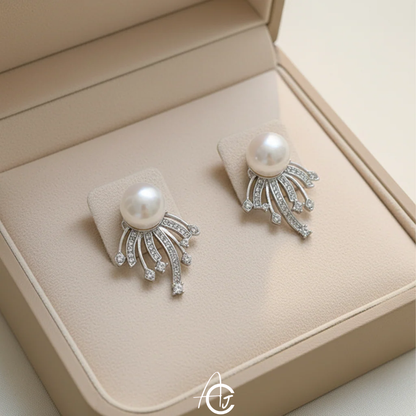 Pearl Bling Statement Earrings