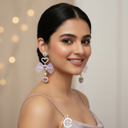 Bow The Heart Crystal Earrings