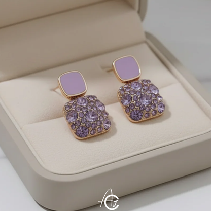Bling Statement Purple Earrings