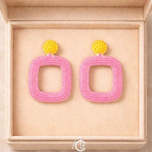 Beads Embroidered Earrings : Handmade