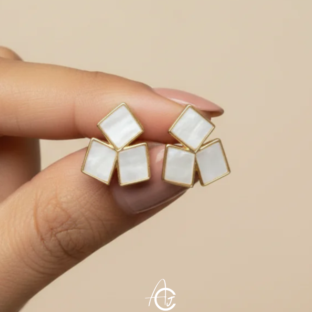 Shell Triangle Earrings Gold Tone