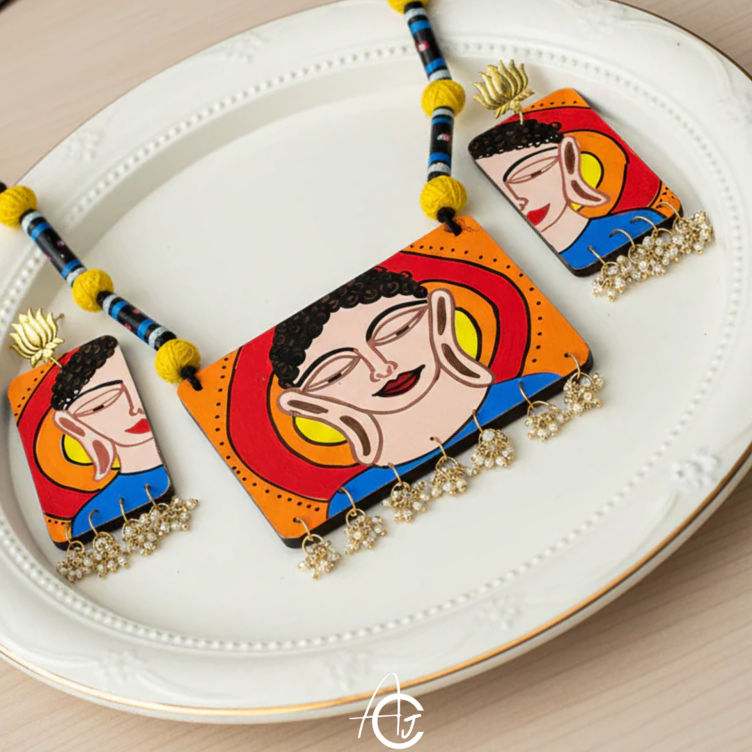 Statement Necklace Set, Handpainted : Handmade