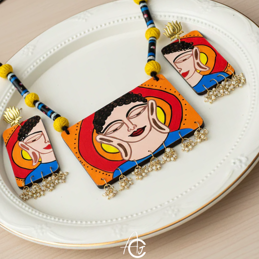 Statement Necklace Set, Handpainted : Handmade