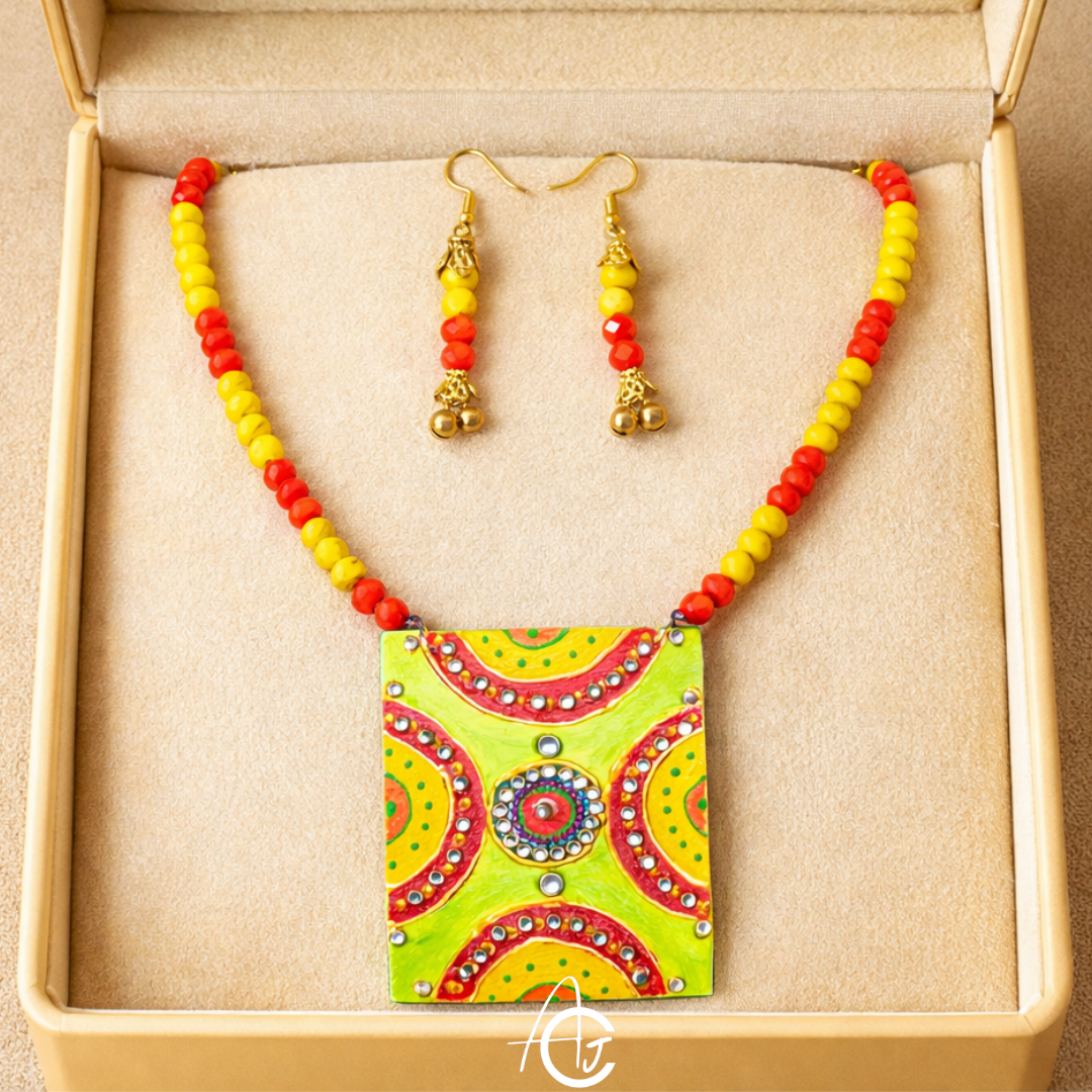 Statement Necklace Set, Handpainted : Handmade