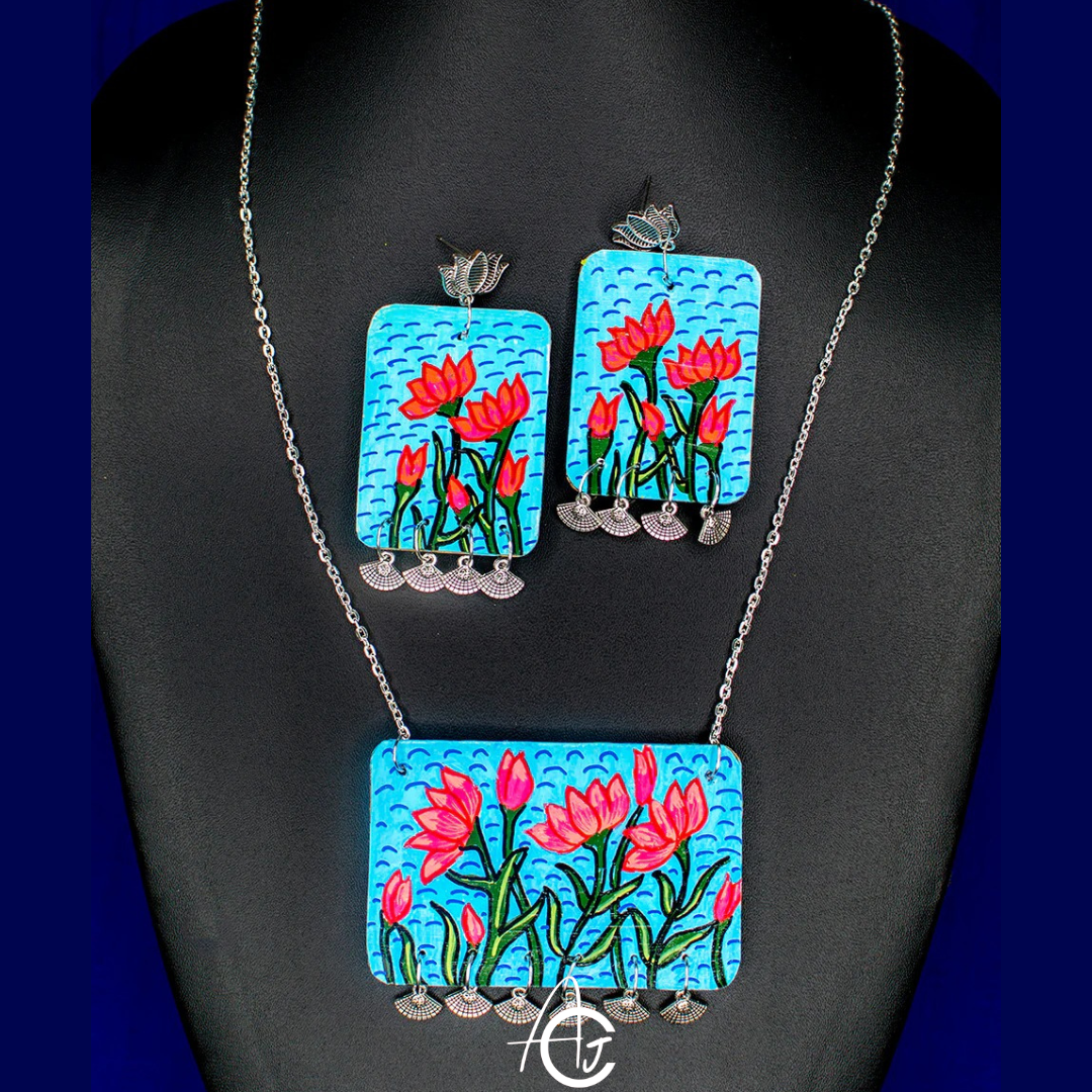 Statement Necklace Set, Handpainted : Handmade