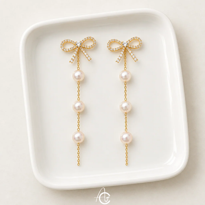 Bling Bow Drop Earrings