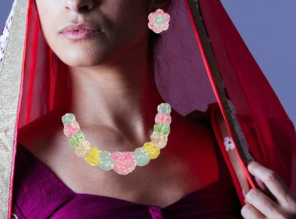 Parinita Embroidered Necklace Set : Handmade