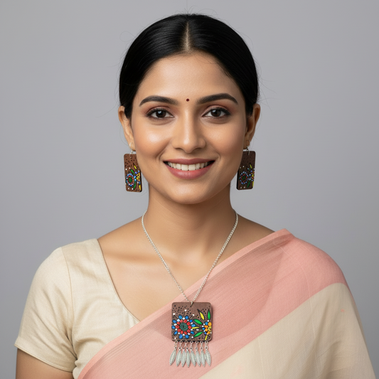 Statement  Necklace Set, Handpainted : Handmade