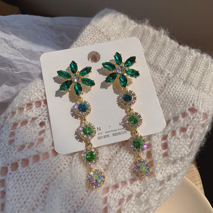 Crystal Flower Statement Earrings