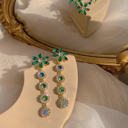 Crystal Flower Statement Earrings