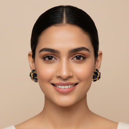 Flower Petal Earrings Black