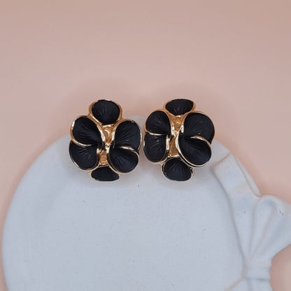 Flower Petal Earrings Black