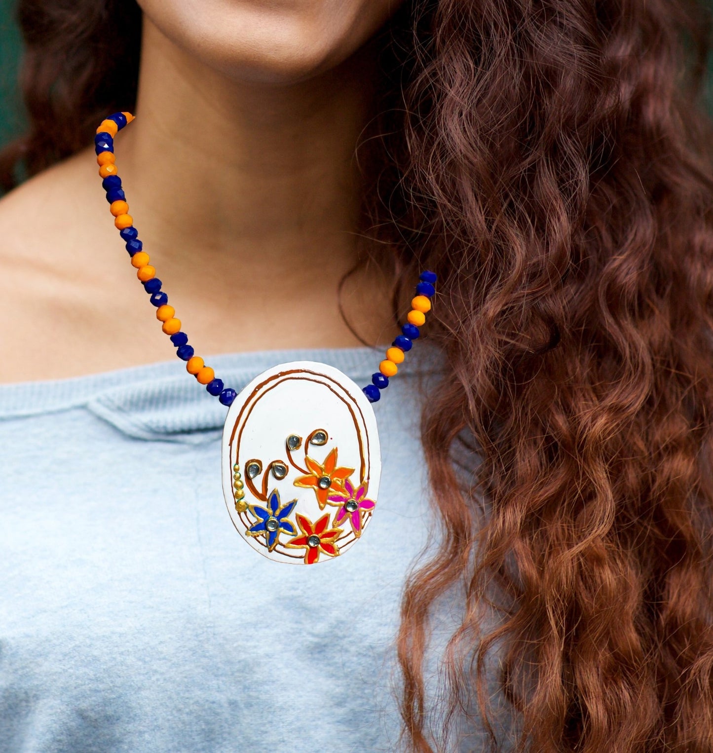 Pranavi Necklace, Handpainted : Handmade