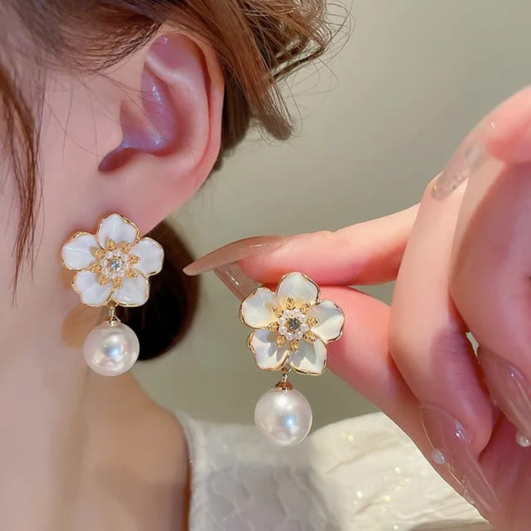 Pearl and Flower Earrings