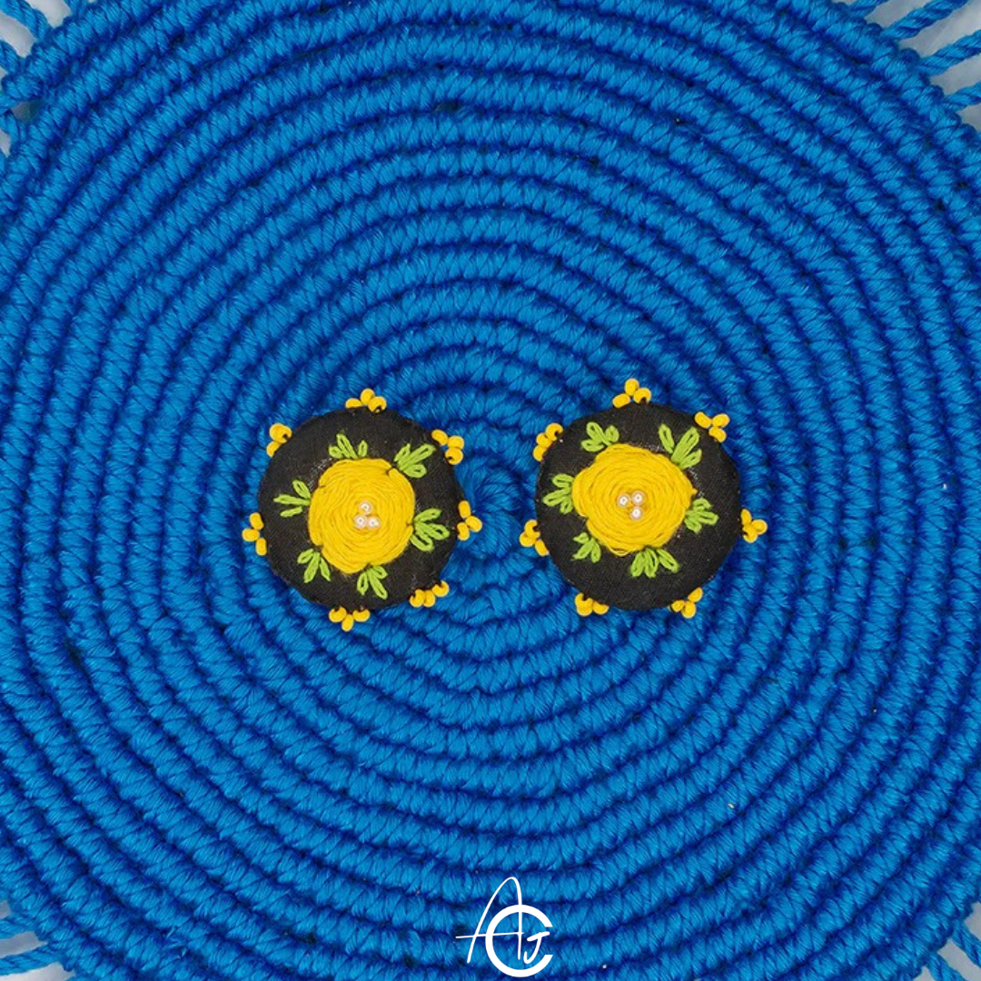 Embroidered Fabric Earrings: Handmade