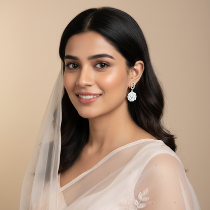 Flower Drop Bling Earrings