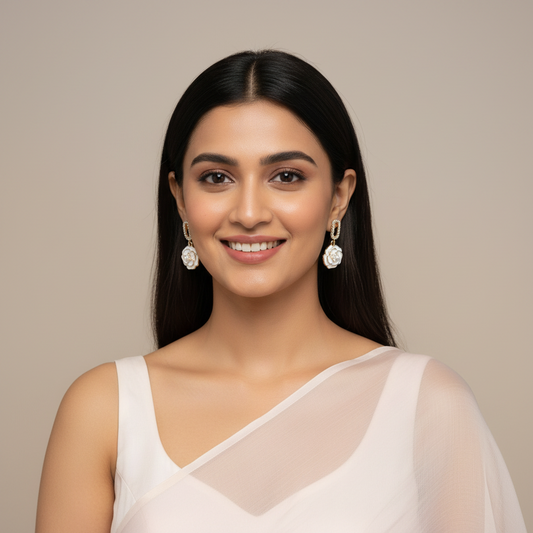 Flower Drop Bling Earrings