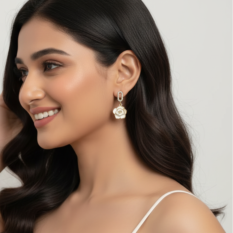 Flower Drop Bling Earrings