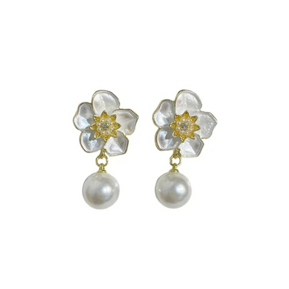 Pearl and Flower Earrings