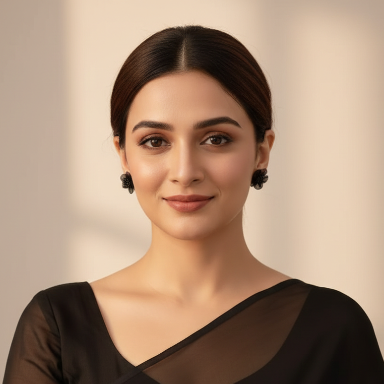 Flower Earrings Black