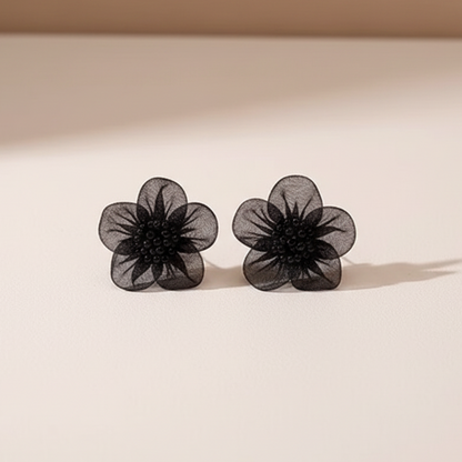 Flower Earrings Black
