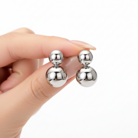 Silver Pearl Big Statement Earrings