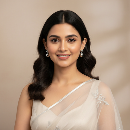 Silver Pearl Big Statement Earrings