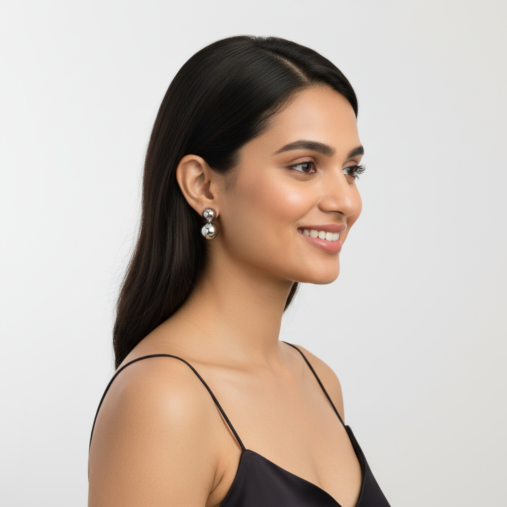 Silver Pearl Big Statement Earrings