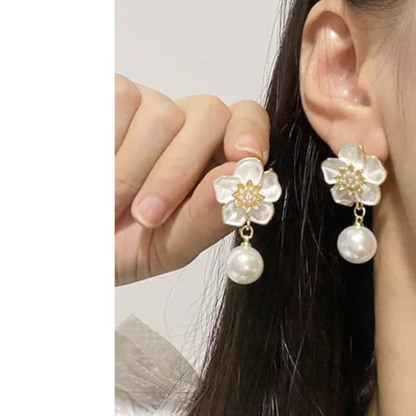 Pearl and Flower Earrings