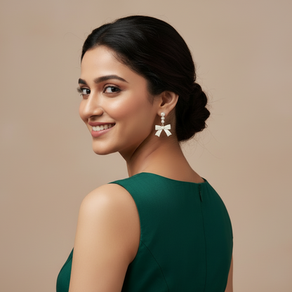 Pearl White Bow Earring