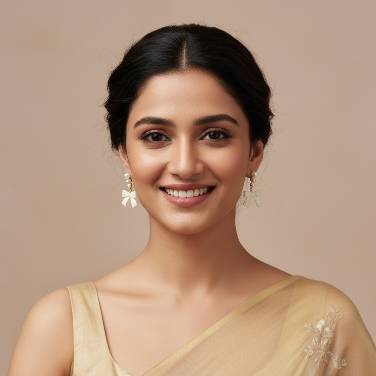 Pearl White Bow Earring