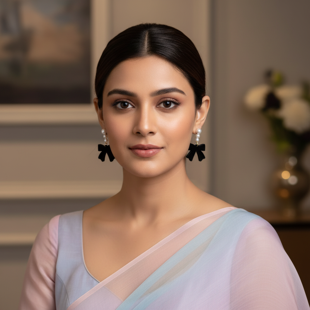 Pearl Black Bow Earring