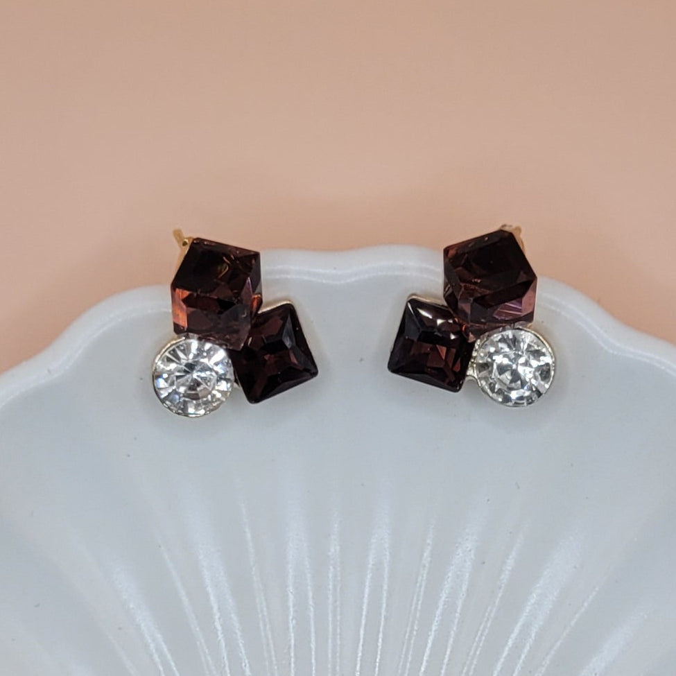 Bling Prism Brown Earrings