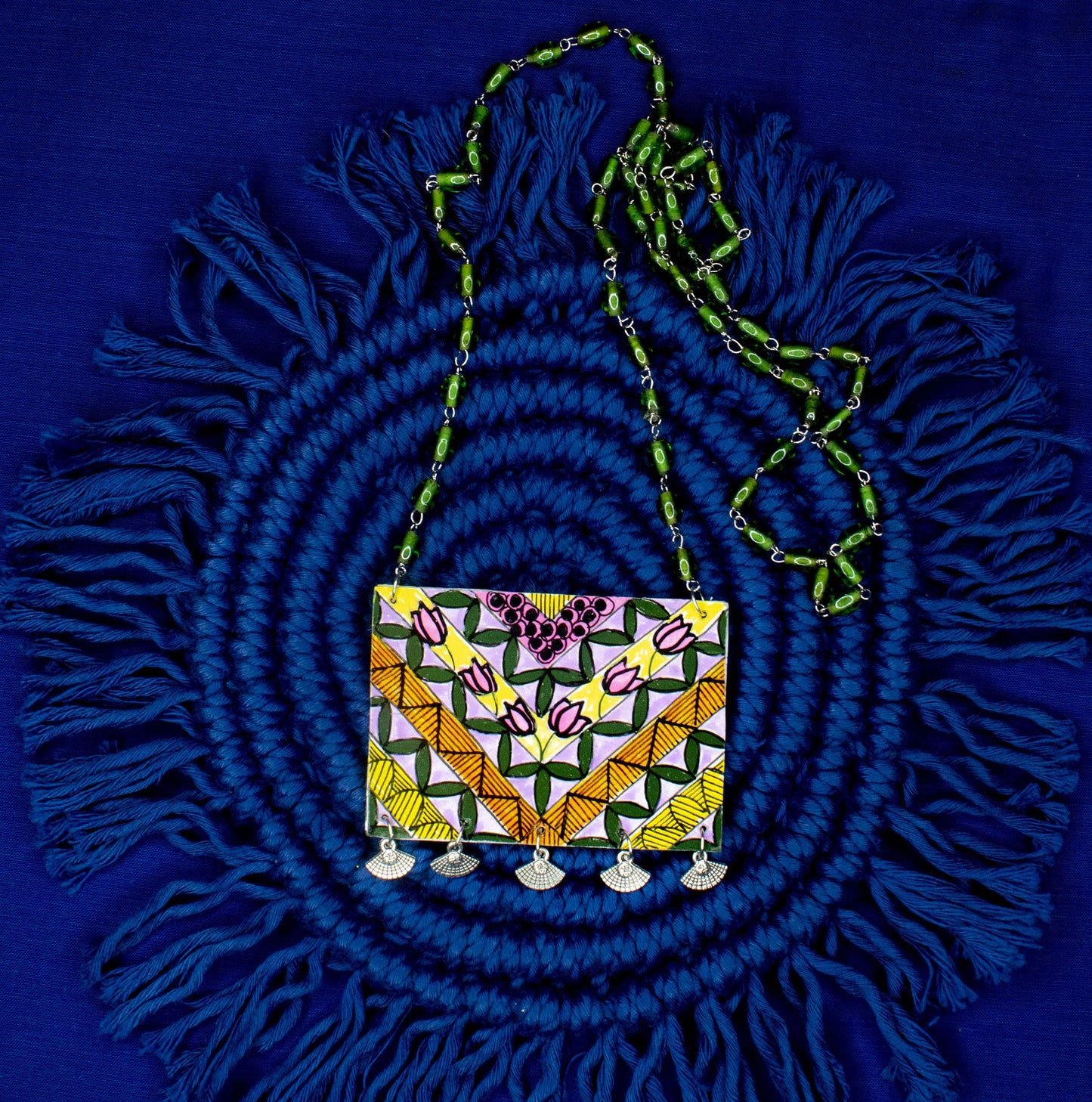 Basanti Necklace, Handpainted : Handmade