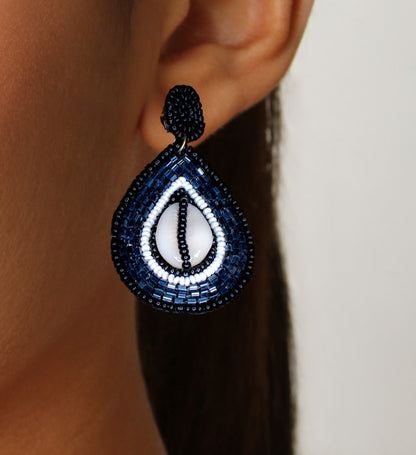 Ramneek Black Embroidered Earrings : Handmade